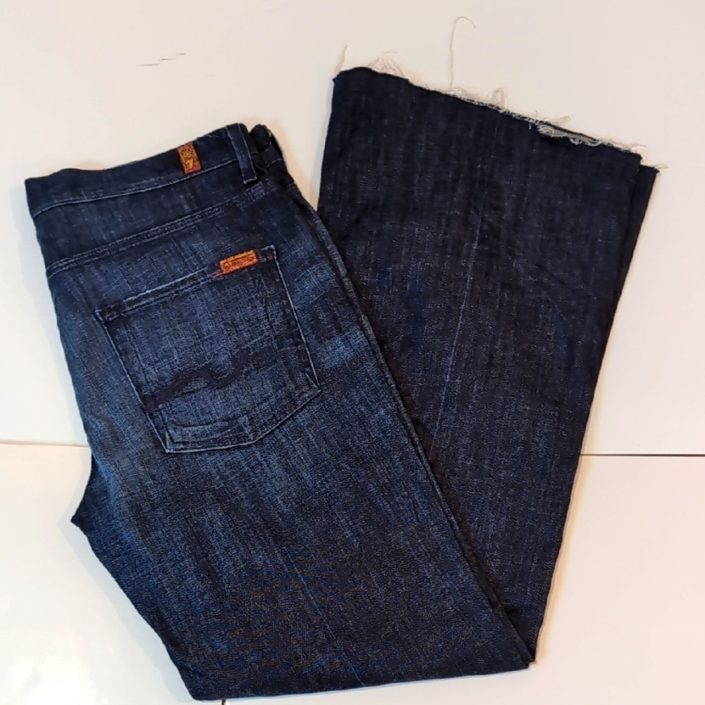 7 For All Mankind Dark Blue Wide Leg Jeans Ginger Size 32